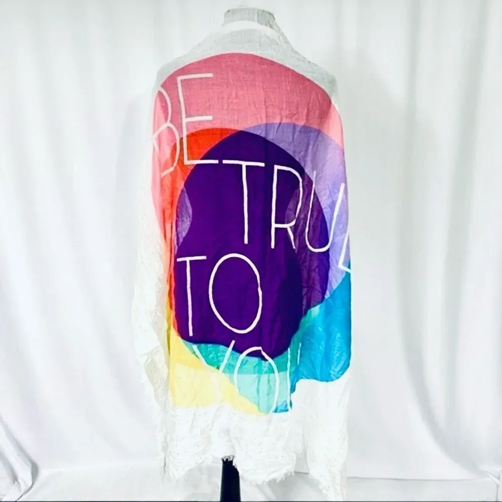 NWT Vintage Aeropostale Be True To You Rainbow Colors Pride Scarf Wrap Pashmina